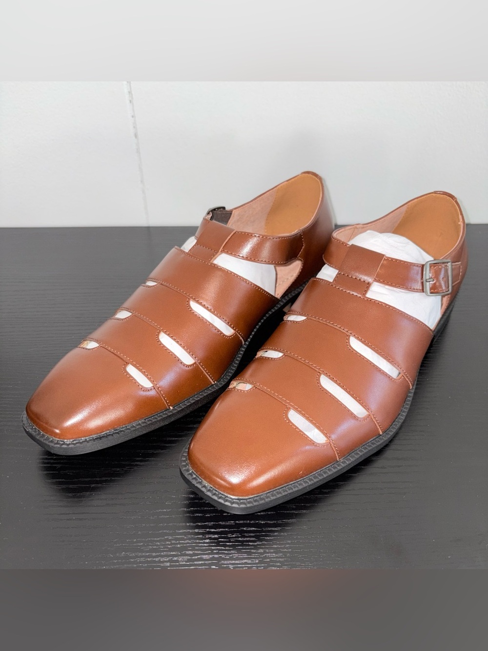 Stacy Adams Calderon Closed Toe Fisherman Sandals Cognac Size 9M New In Box
